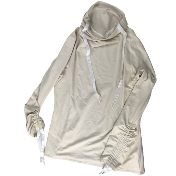 G. Goop Long Sleeve Shirt Ivory Cinchable Sleeves Women's Medium Gwenyth Paltrow - Picture 12 of 13